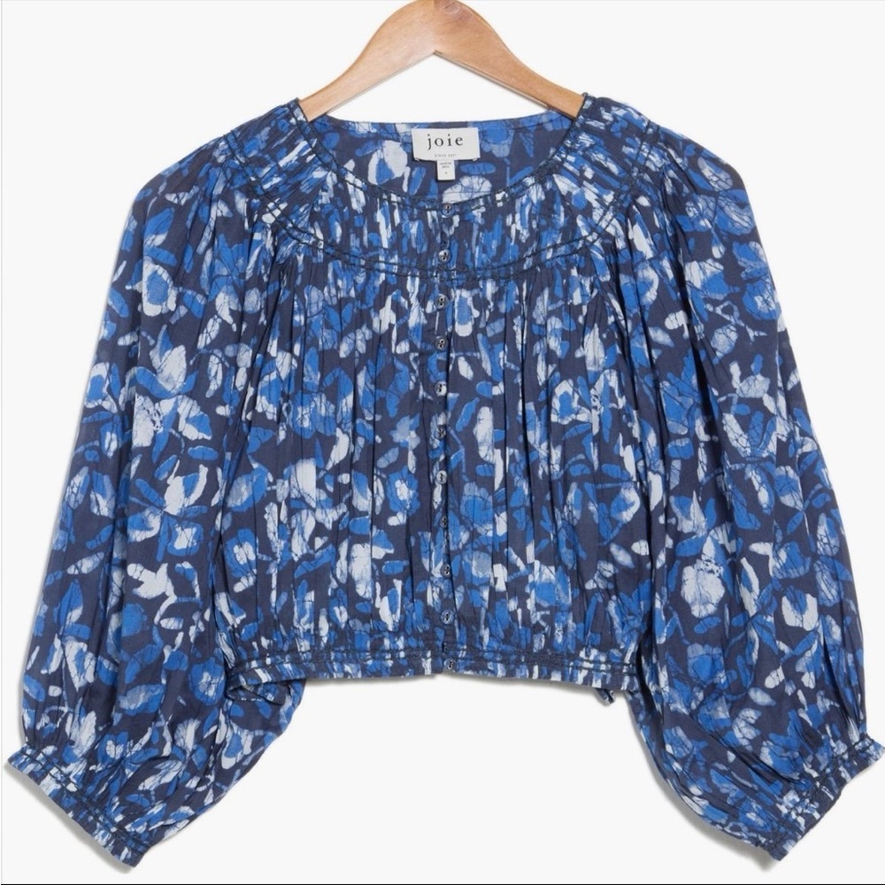 NEW Joie May Floral Cropped Blouse L Large Cotton NWT $248